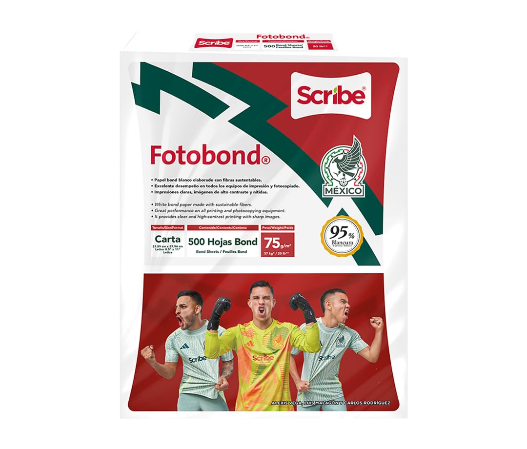 Scribe, Fotobond®, Papel Bond, Tamaño Carta, 75 g/m², Paquete 500 hojas, Color Blanco