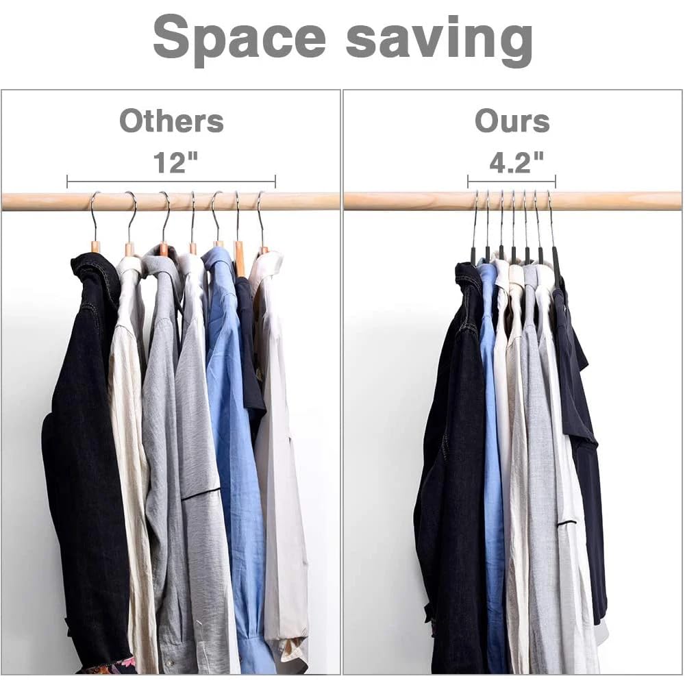 RIVARRO - RIVARRO - Ganchos para Ropa de Terciopelo, 50 Unidades, Caja, Color Negro, Perchas de Ropa, Calidad Premium Gancho 360 Grados Ganchos