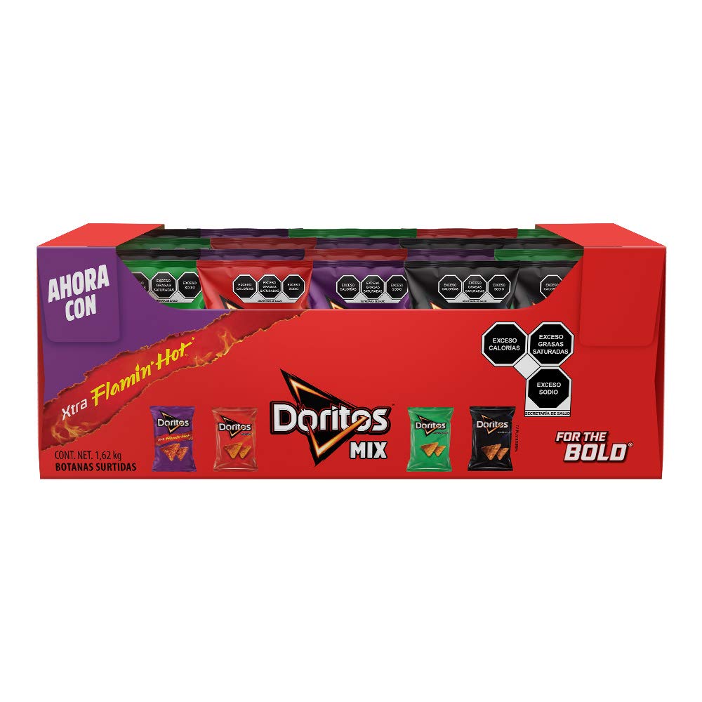 Doritos - Doritos – Pack x 30 piezas Totopos de Maíz Variedad de Sabores Nacho, Incógnita y Pizzerola, 54 gr