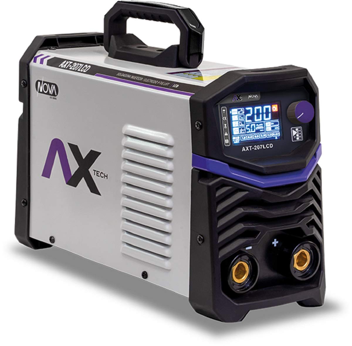 Ax Tech - Axt-207lcd soldador inversor 200 amo bi voltaje 110v/220v electrodo y tig pantalla lcd
