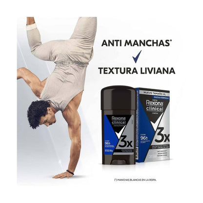 Rexona Clinical Desodorante Antitranspirante para Hombre en Crema, Protección Contra el Sudor y el Mal Olor, 3 Piezas de 58g c/u