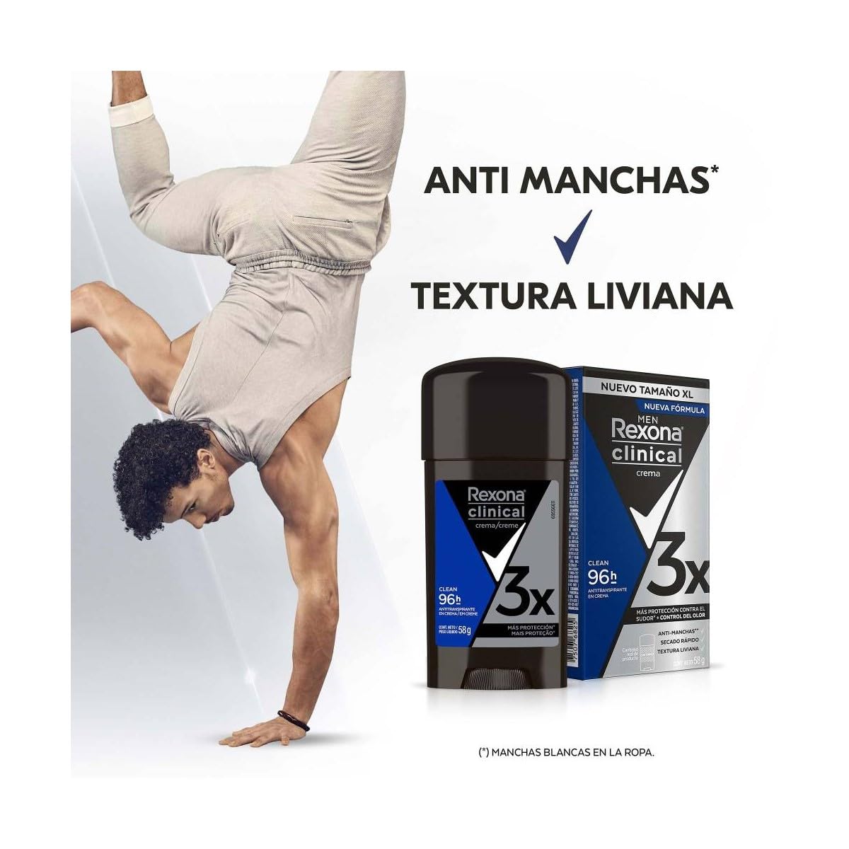 Rexona Clinical Desodorante Antitranspirante para Hombre en Crema, Protección Contra el Sudor y el Mal Olor, 3 Piezas de 58g c/u