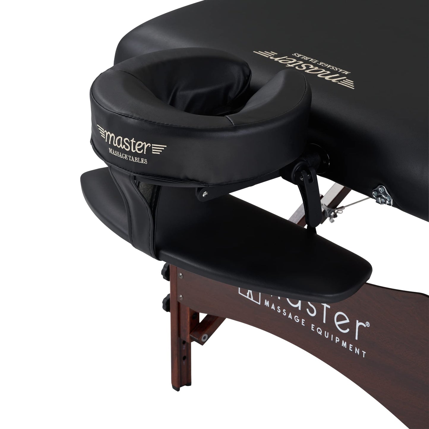 Master Massage Roma II - Paquete de Cama de Masaje portátil con cojín de 2.5 Pulgadas, Soporte de Medio Redondo, Cubierta Facial desechable, Color Negro, Cama Facial de 30 Pulgadas para salón de