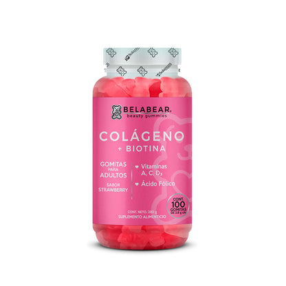 Gummisol Gomitas de Colágeno + Biotina Belabear 100 Gomitas Gomitas de Ácido Hialurónico Belabear 100 Gomitas Gomitas para Adultos Belabear Supelemento Alimenticio - 2 pack