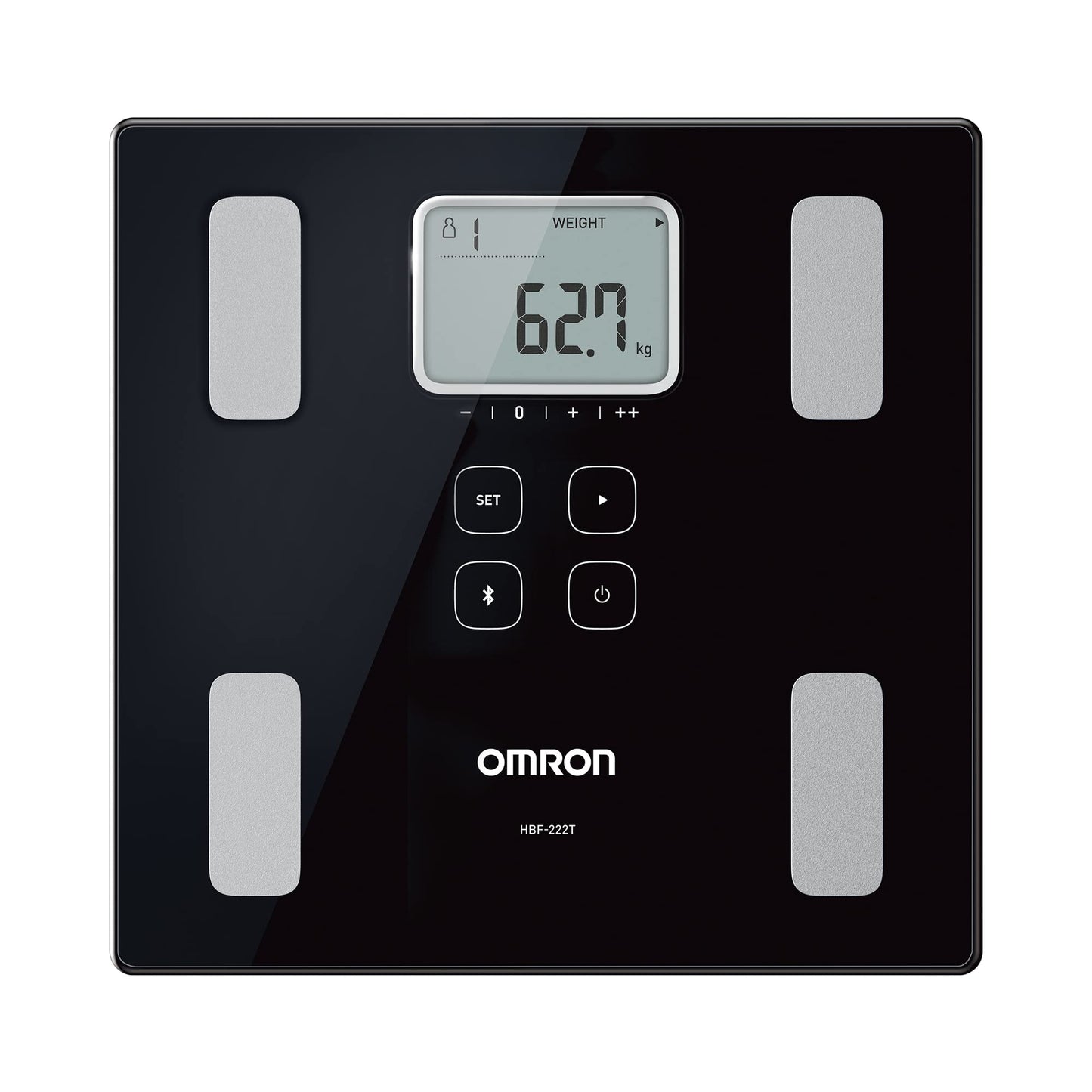 OMRON Báscula digital de composición corporal HBF-222T con 4 perfiles de usuario + invitado y memoria ilimitada