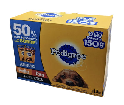 Pedigree - P Alimento para Perro 12 Sobres de 150g Pollo-Res en filetes Adulto Pedigree