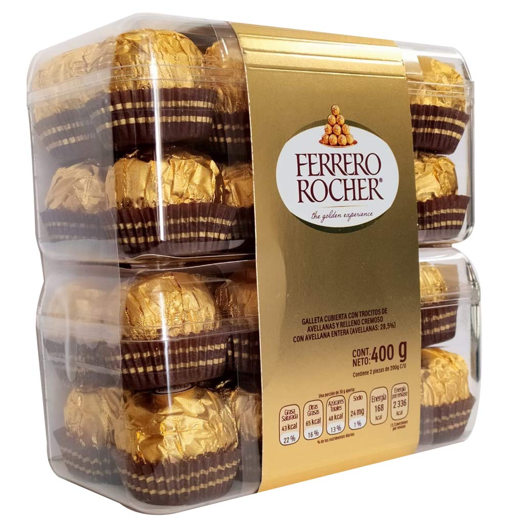 Ferrero Roche - Ferrero Rocher Chocolate Relleno Con Cobertura Tipo Galleta - 16 Piezas X 2, 32 Chocolates, 400 Gramos