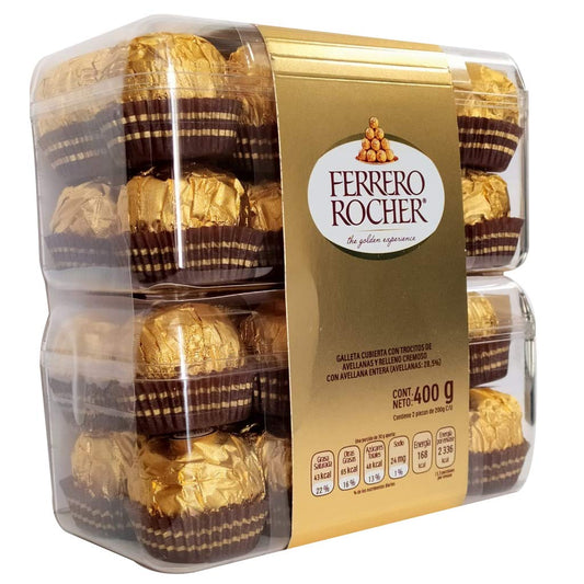 Ferrero Roche - Ferrero Rocher Chocolate Relleno Con Cobertura Tipo Galleta - 16 Piezas X 2, 32 Chocolates, 400 Gramos