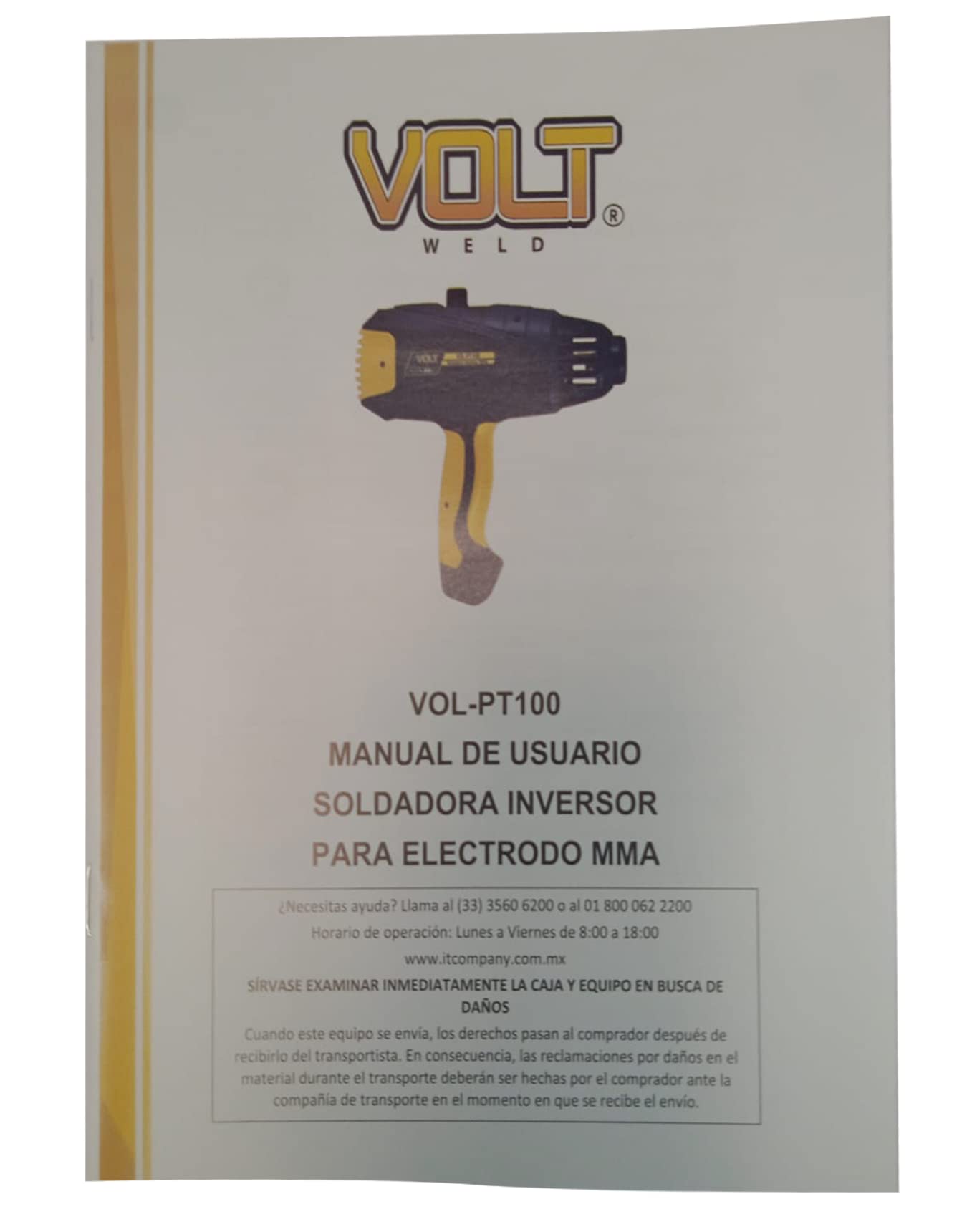 VOLT WELD - Soldadora Inversor MMA 90A Tipo Pistola VOLT-PT100 110V