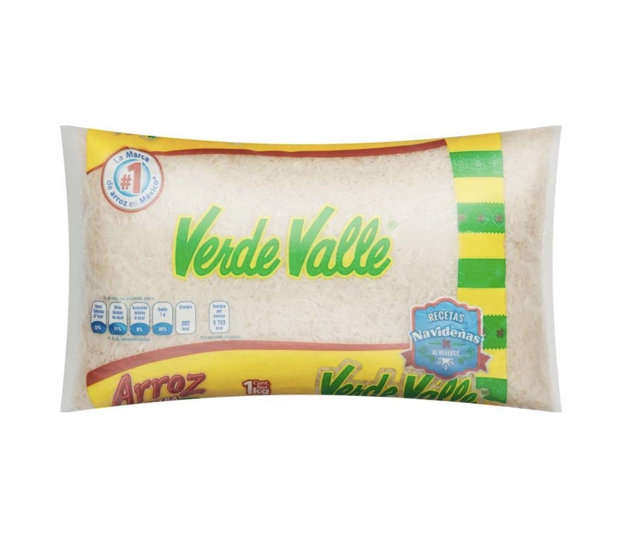 Verde Valle - ARROZ BLANCO SUPER EXTRA VERDE VALLE PAQUETE DE 5 PIEZAS DE 1 KILO ALBÓNDIGAS ARROZ CON LECHE SOPAS