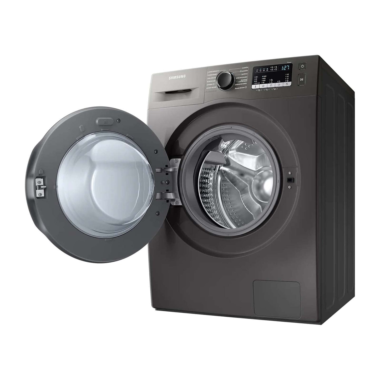 Lavasecadora Samsung de 11 kg, carga frontal, acero inoxidable, durabilidad y eficiencia en el motor, higienicamente limpio Drum Clean, gris, modelo WD11T4046BX