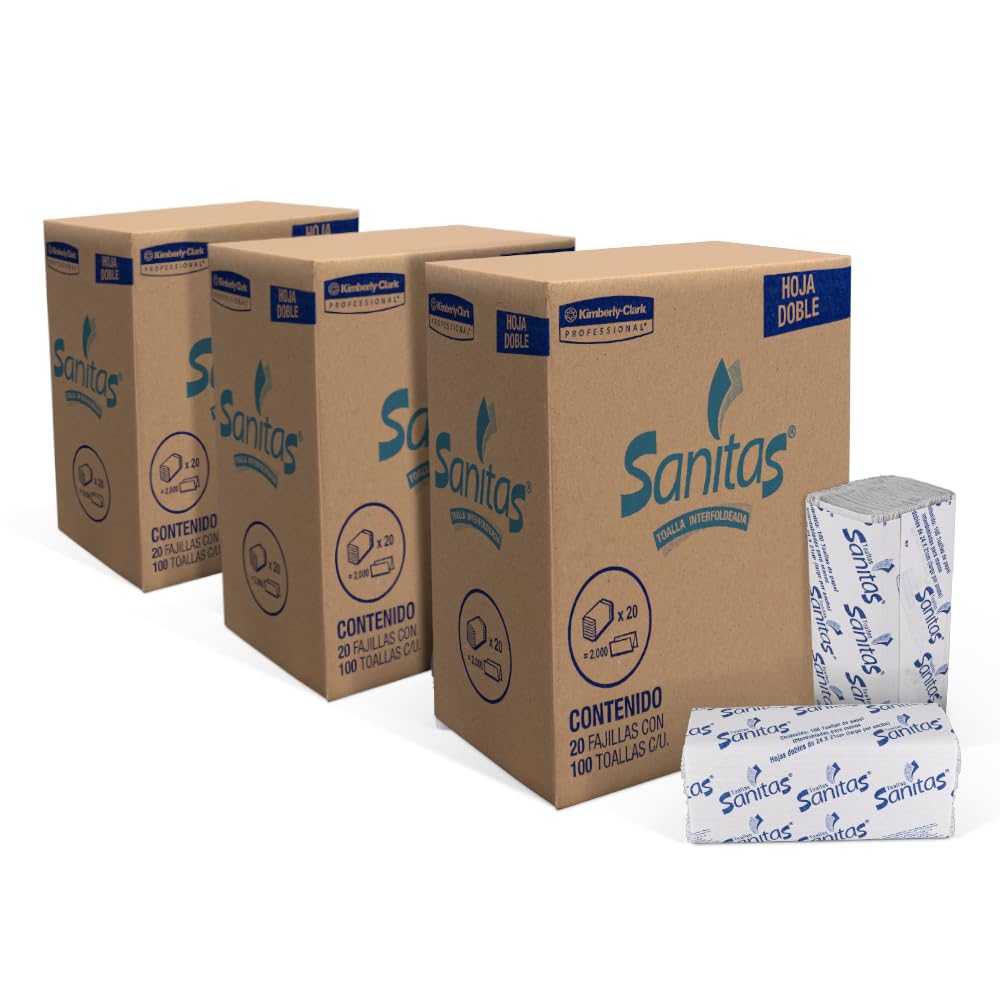 Sanitas - Combo de 3 Cajas 92231 Toalla Interdoblada para manos 20 paquetes de 100 piezas