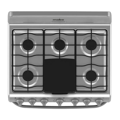 Estufa de Piso Mabe 30'', acero inoxidable, 6 quemadores, horno de 146 Lts., gris, modelo EM7654BFIS3 Acero