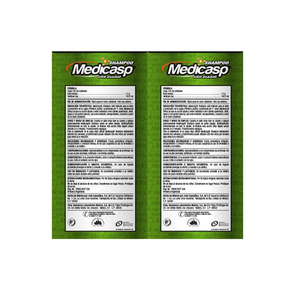 Medicasp Shampoo Anticaspa- 2 PACK- Auxiliar en la eliminación del hongo de la caspa, alivia comezón y ardor, deja el cabello con brillo y suavidad, ideal para uso diario, 2 botellas de 130 ml