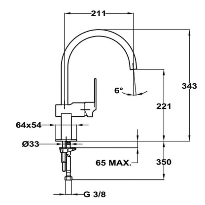 Grifo Teka Cocina Cuadro Cromo Alto 38.9115.02