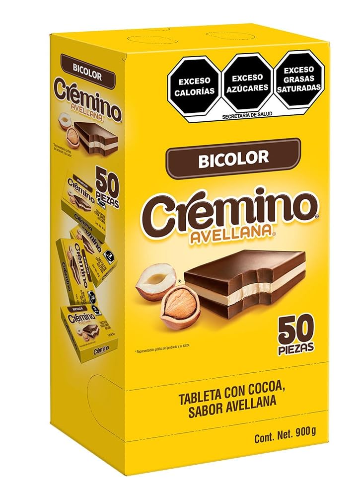 Nutresa - Cremino Bicolor. 50 piezas. Praline de cocoa sabor avellana.
