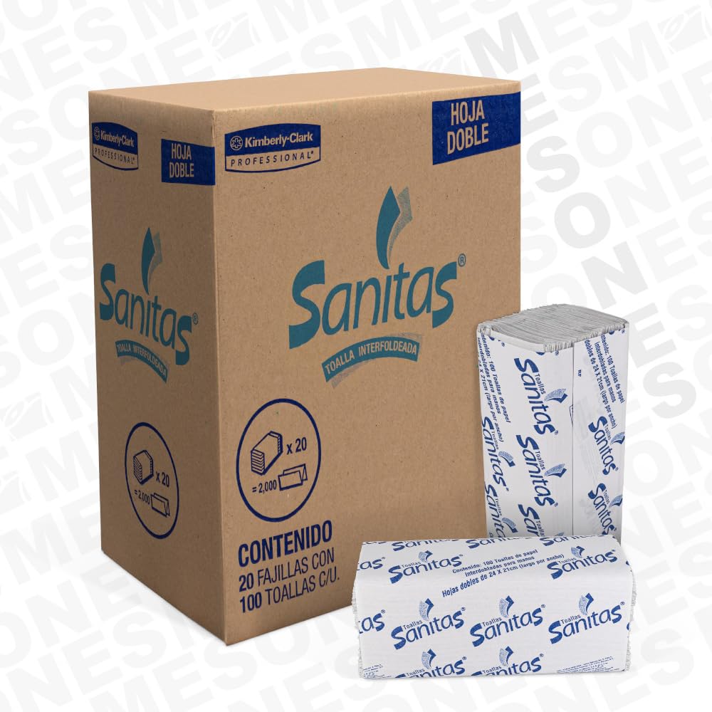 Sanitas - Combo de 3 Cajas 92231 Toalla Interdoblada para manos Sanitas 20 paquetes de 100 piezas