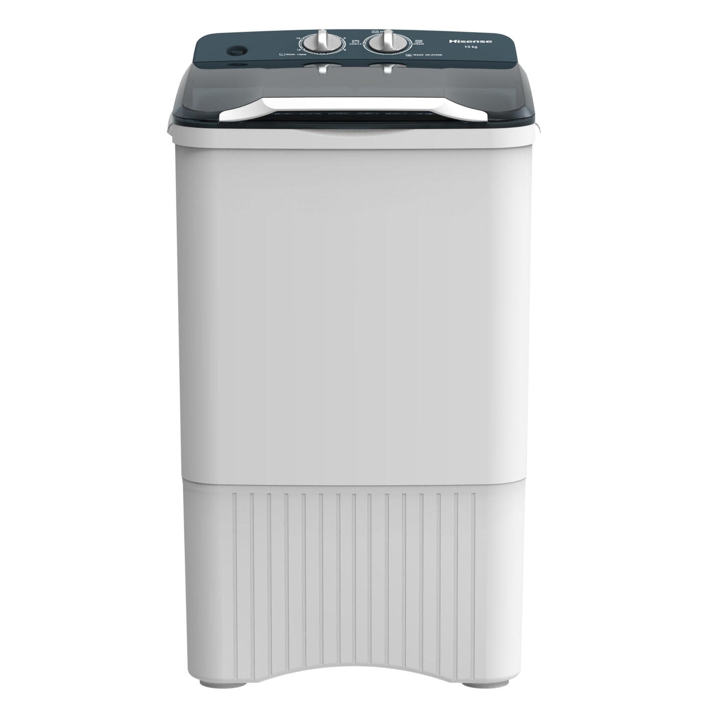 Hisense Lavadora WSFF1501, Semiautomática, 15 Kg, Temporizador de Lavado y Centrifugado, 55x52x91cm(AnchoxLargoxAlto), Blanco/Gris
