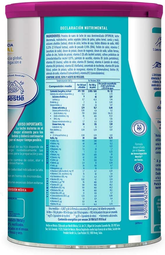 Nestlé Nestle Nan Fórmula Infantil 2 OPTIMAL pro, 1.2 kg, Duo Pack, Rinde 533 onzas