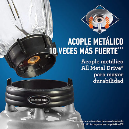 Oster - Licuadora clásica Oster reversible cromada vaso de vidrio BLSTBESTE013