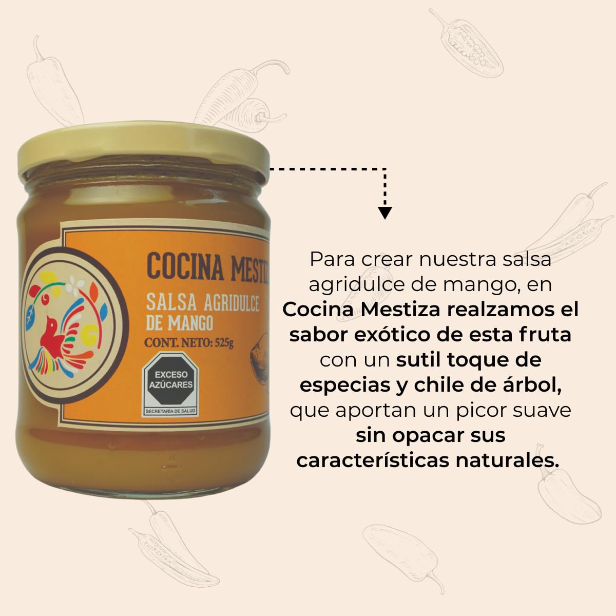 Salsa Agridulce de Mango Cocina Mestiza 525g