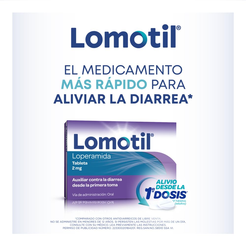 Lomotil - Antidiarréico LOMOTIL 2 paquetes de 8 Tabletas 2 mg, 16 unidad
