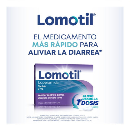 Lomotil - Antidiarréico LOMOTIL 2 paquetes de 8 Tabletas 2 mg, 16 unidad