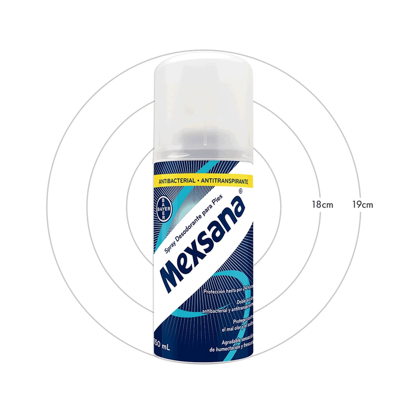 Mexsana Spray Desodorante para pies Antibacterial Antitranspirante 3 frascos de 150ml cada uno