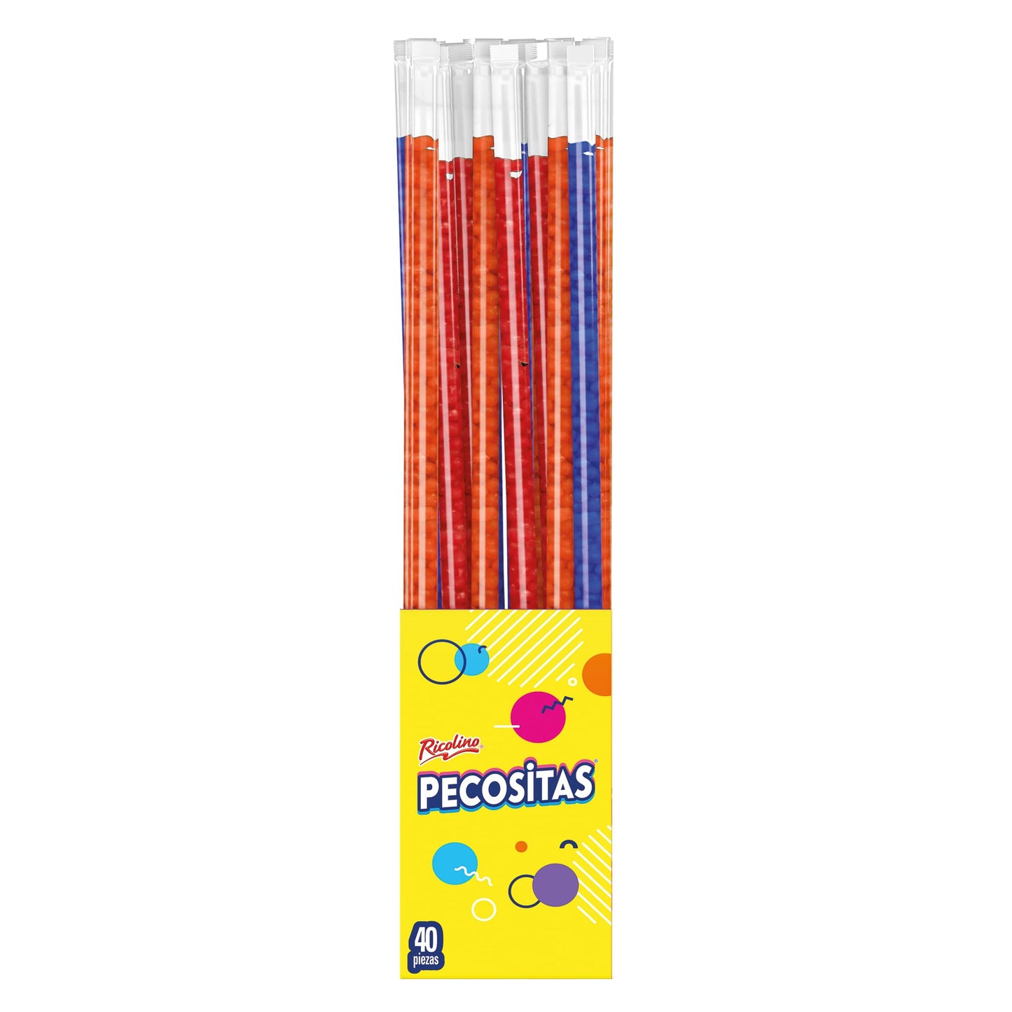 Pecositas, Grageas aciduladas con sabores frutales, Cajilla con 40p de 9.8g c/u