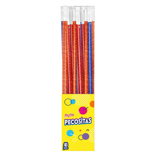 Pecositas, Grageas aciduladas con sabores frutales, Cajilla con 40p de 9.8g c/u