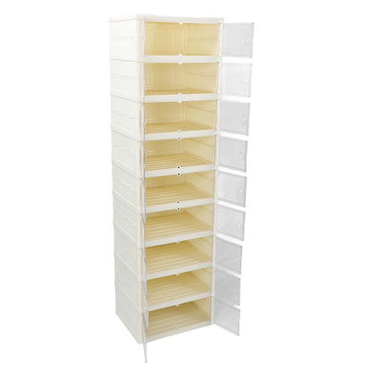 JTLB - Caja de zapatos plegable de doble fila, a prueba de polvo, con tapa magnética transparente para ropa, juguetes