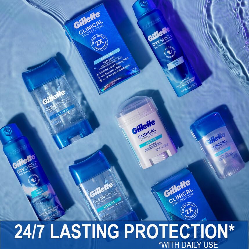 Gillette Clear Gel Menâ€™s Antiperspirant and Deodorant, 72-Hour Sweat Protection, Cool Wave, #1 Clear Gel Brand for Men, 3.8 oz (Pack of 4)