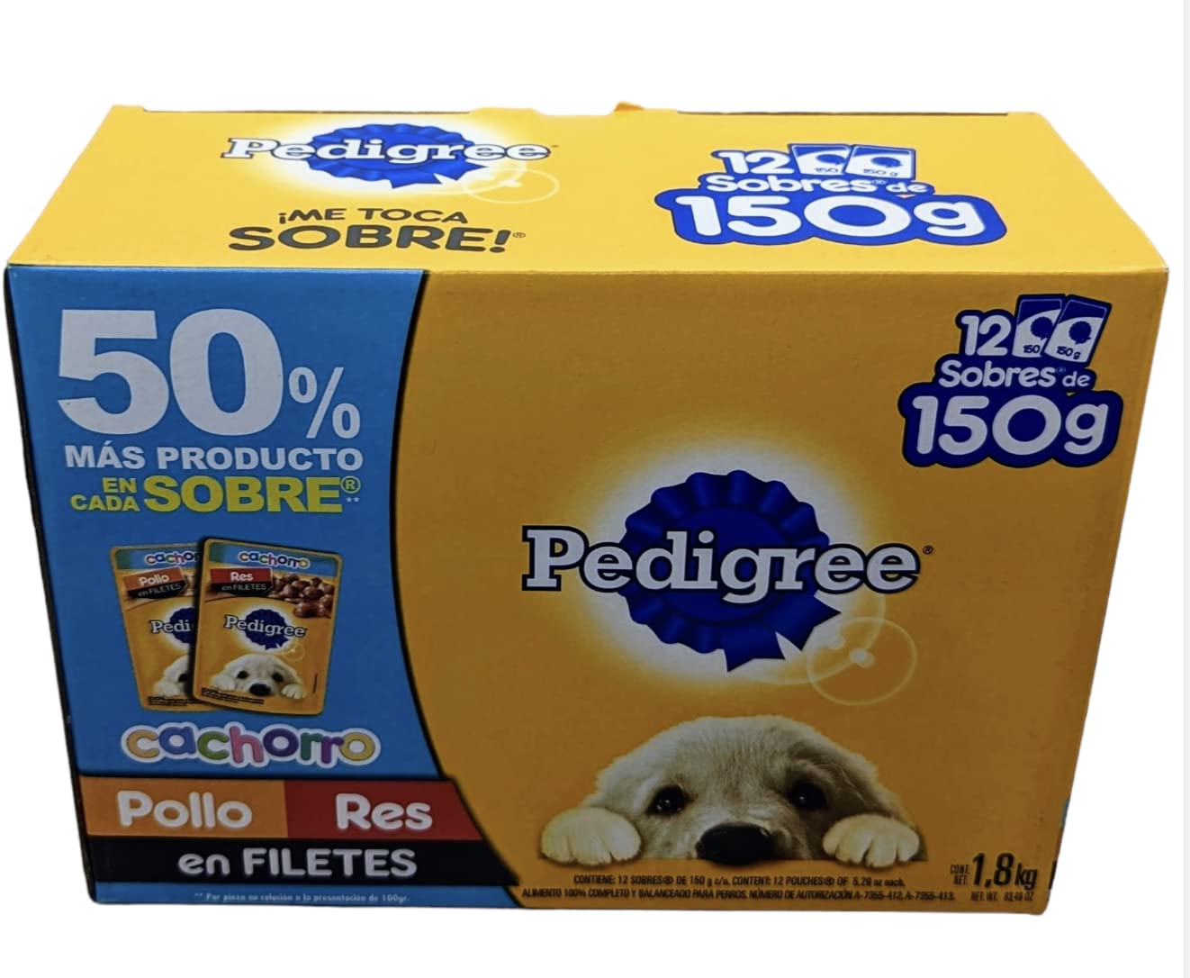 PEDIGREE - P Alimento para Perro 12 Sobres de 150g Pollo-Res en filetes Cachorro Pedigree