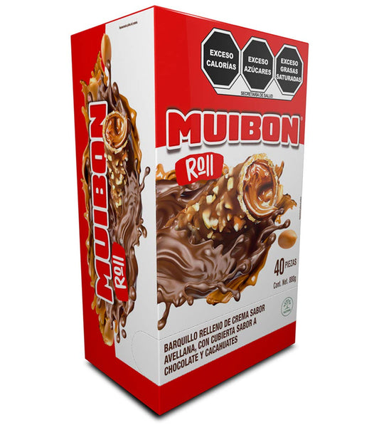Muibon - Muibon Roll Barquillo con Chocolate, 40 piezas