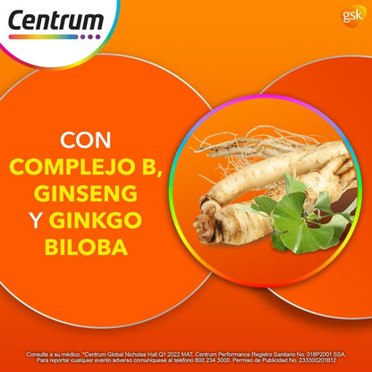 Centrum Performance Multivitaminico, Con Complejo B y Magnesio, 100 Tabletas