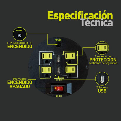 Masterplug - Masterplug, CMM071116G4SLU, Extensión Eléctrica Cassette 7M +USB