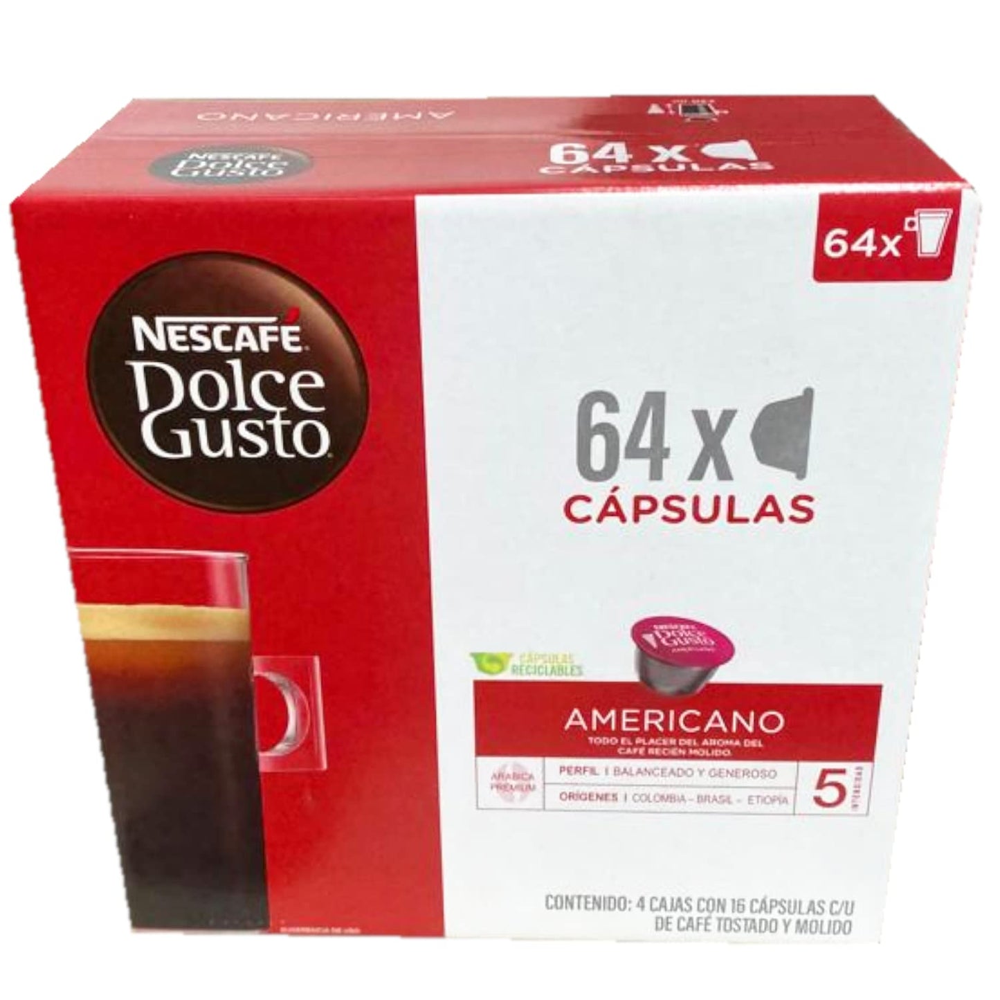 MARCA REAL - Nescafé Dolce Gusto 64 Cápsulas Sabor Americano