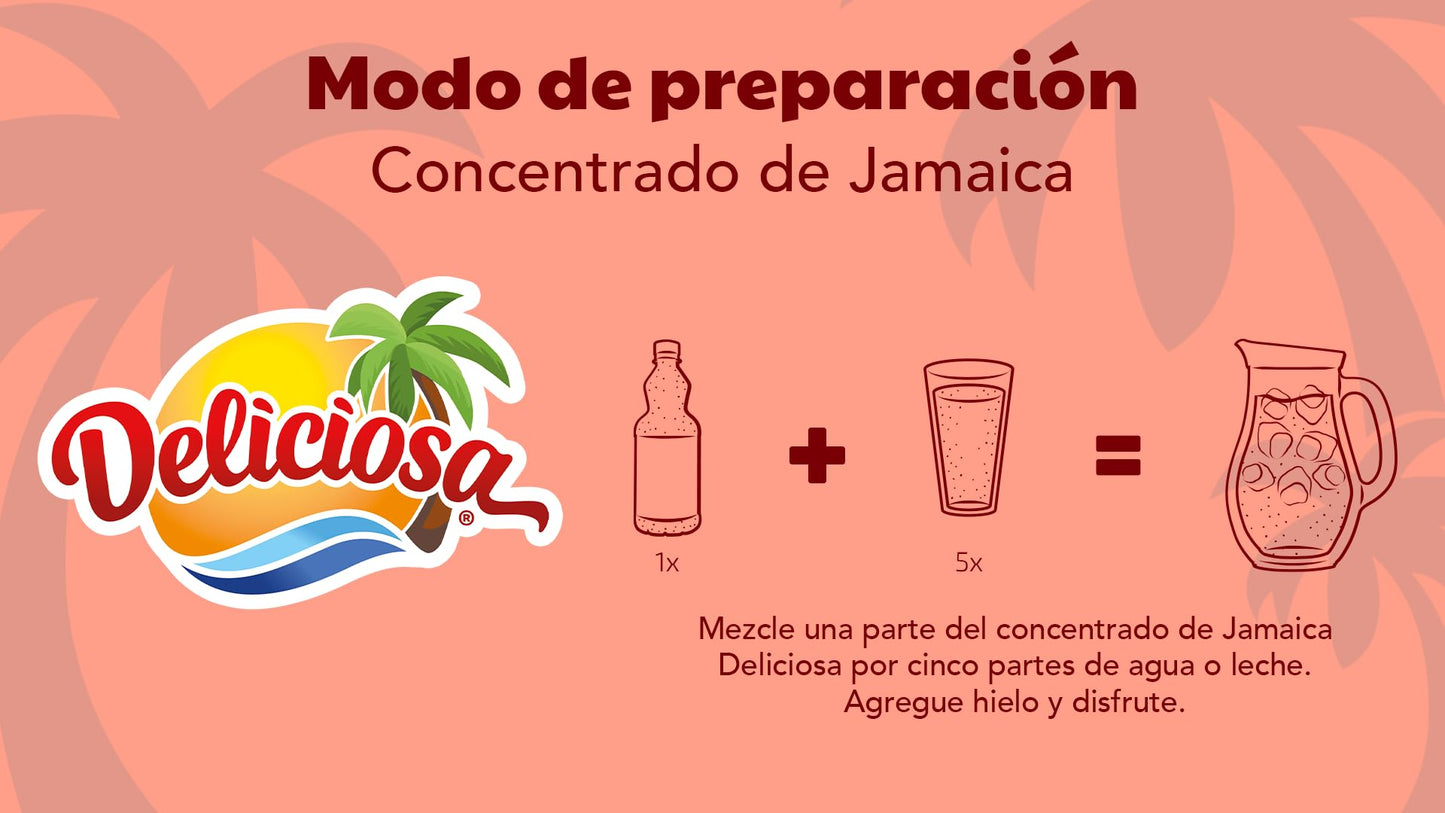 Concentrados Deliciosa - Concentrado para Preparar Bebidas Naturales, Botella de 700ml - Rendimiento de 4 Litros por Botella - Ingredientes 100% Naturales
