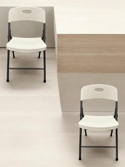 RIVARRO Pack 4 Sillas Plegables Estándar De Plástico Blanca, Ligeras, Interiores, Exteriores, Fiestas