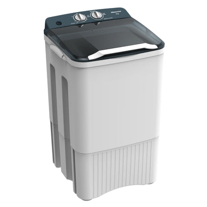 Hisense Lavadora WSFF1501, Semiautomática, 15 Kg, Temporizador de Lavado y Centrifugado, 55x52x91cm(AnchoxLargoxAlto), Blanco/Gris