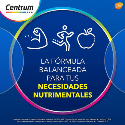 Centrum Gender Adulto Hombre Multivitamínico, Con Magnesio, Vitamina B y Vitamina C, 60 Tabletas