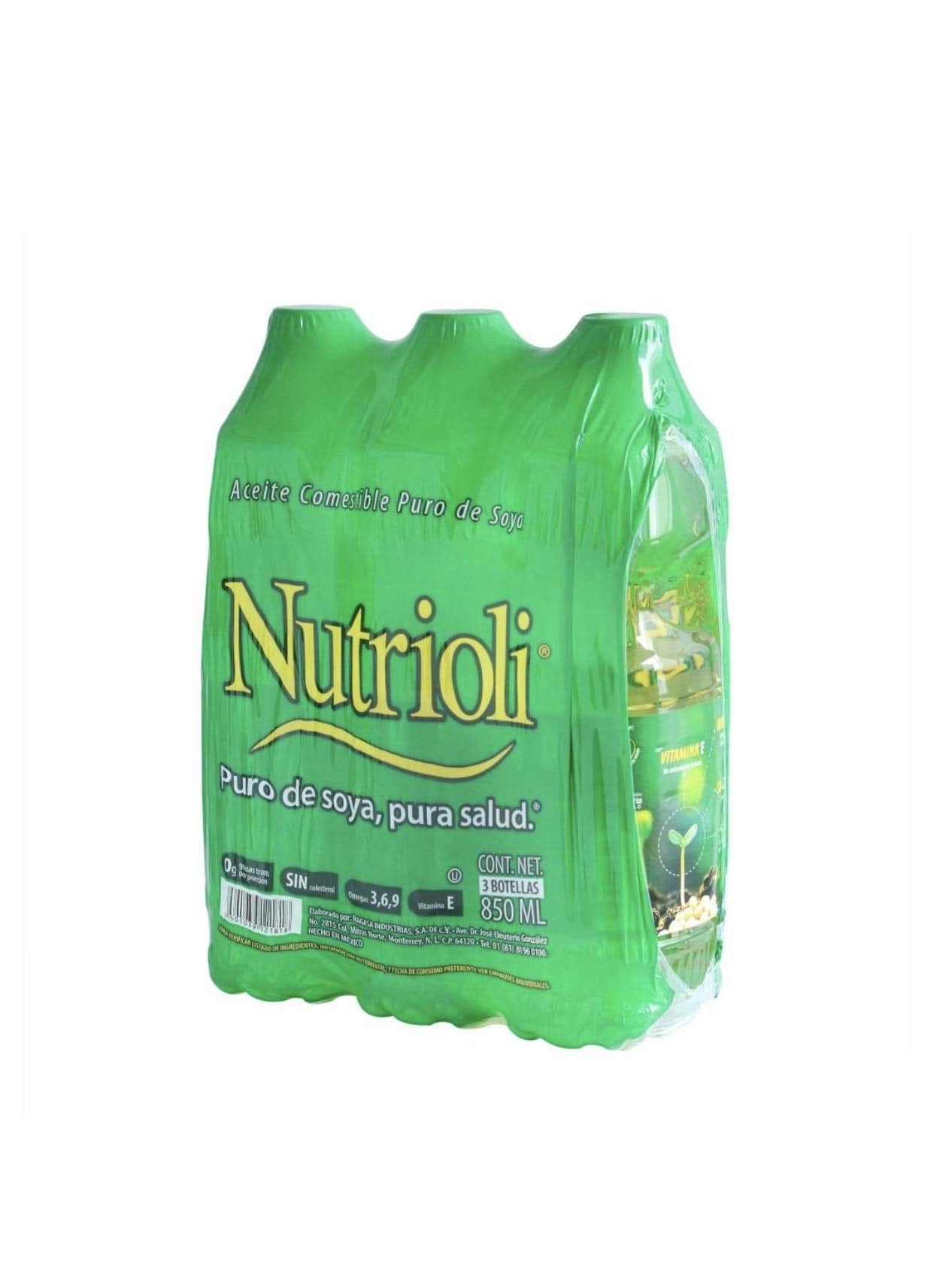 Nutrioli - ACEITE DE COCINA NUTRIOLI PURO DE SOYA PAQUETE DE 3 PIEZAS DE 850 ML C/U COCINA DESAYUNO CENA NEGOCIO RESTAURANTE CASA