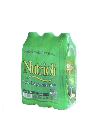 Nutrioli - ACEITE DE COCINA NUTRIOLI PURO DE SOYA PAQUETE DE 3 PIEZAS DE 850 ML C/U COCINA DESAYUNO CENA NEGOCIO RESTAURANTE CASA