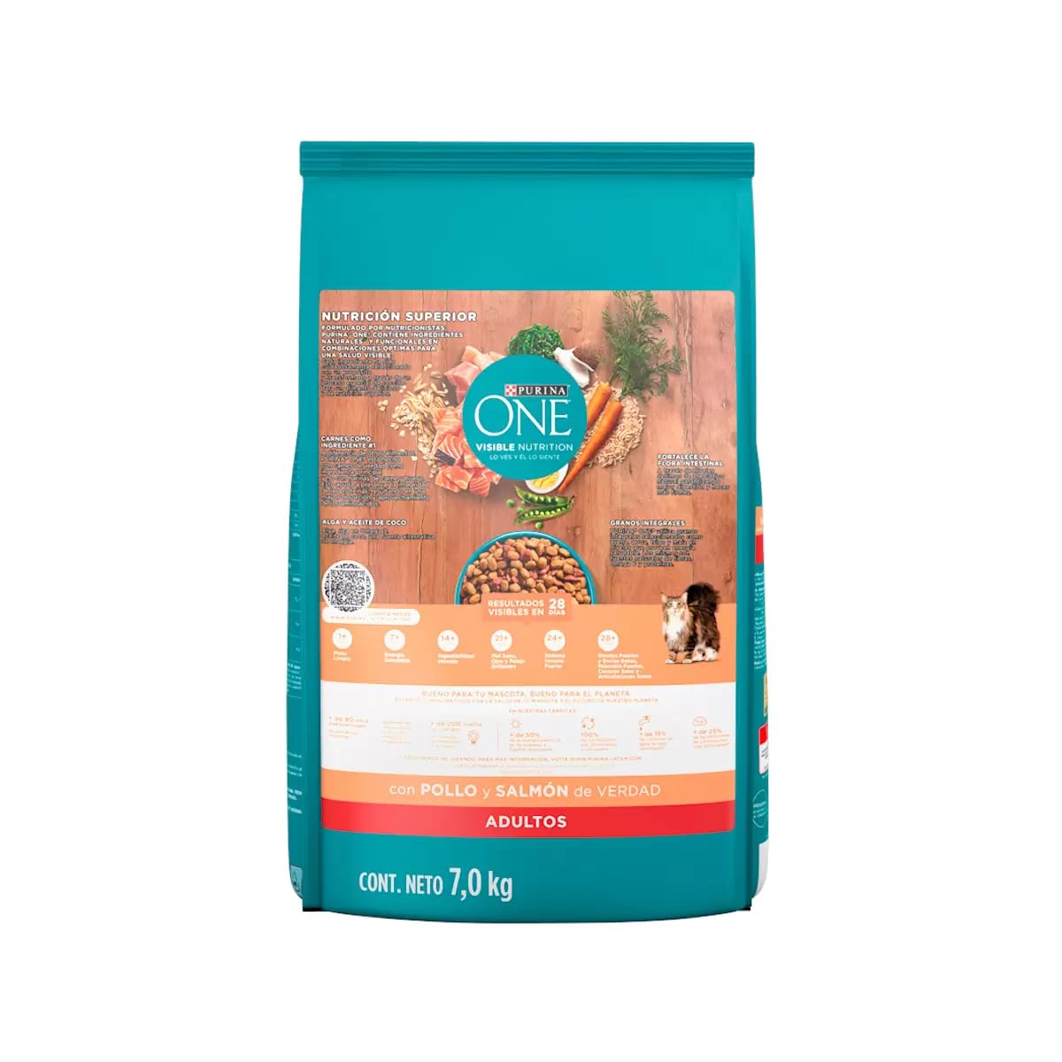 Purina Alimento para Gato Adulto One Visible Nutrition 7 Kg Sabor Pollo Y Salmon Alimento Super Premium