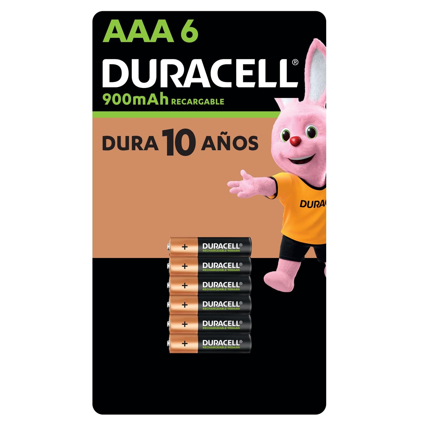 Duracell Duracell Aaa Pre-cargadas Con 900 Mah, Hasta 100 Recargas, Contiene 1 Paquete Con 6 Unidades, color, 6 count, pack of/paquete de