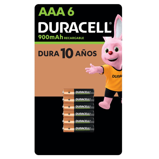 Duracell Duracell Aaa Pre-cargadas Con 900 Mah, Hasta 100 Recargas, Contiene 1 Paquete Con 6 Unidades, color, 6 count, pack of/paquete de