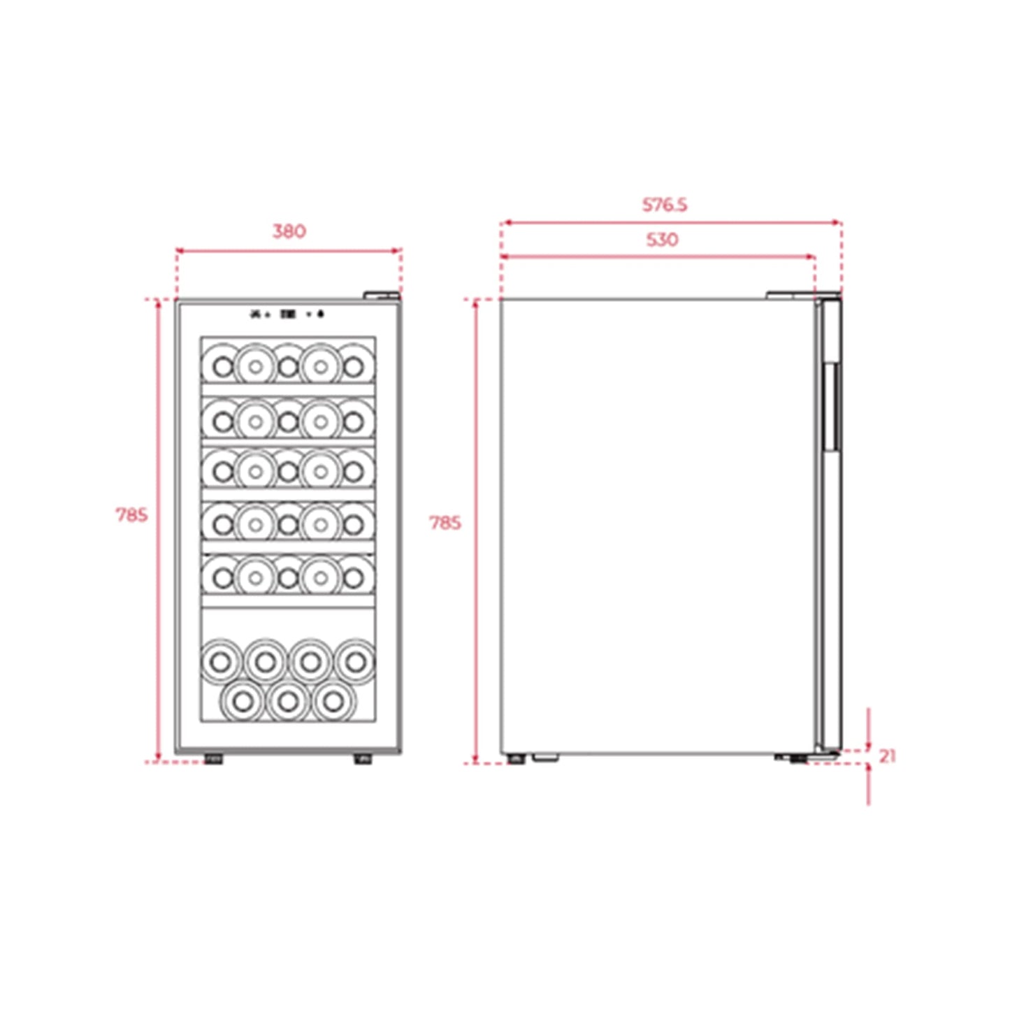 Enfriador de Vinos TEKA marca Alemana modelo RVF 10032 GBK.Libre instalación.Acero inoxidable.Capacidad 83Litros/32botellas.Puerta cristal negro.5 anaqueles de madera.Ilimunación LED.nivel sonor 42DB.