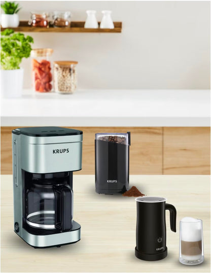 KRUPS Kit Cafetera Espumador de leche + Molino de café