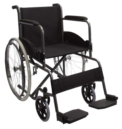 Mobicare Silla de Ruedas Adultos Plegable Ligera Economica Llanta Todo Terreno Comoda Freno de Mano Soporta hasta 135 kg