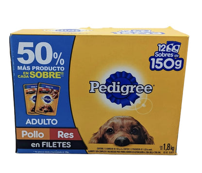 Pedigree - P Alimento para Perro 12 Sobres de 150g Pollo-Res en filetes Adulto Pedigree